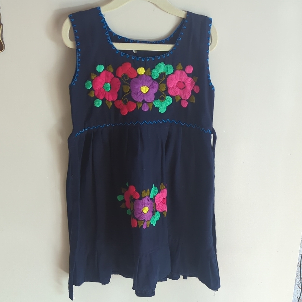 Floral Embroidered Sleeveless Dress From Mexico 4T